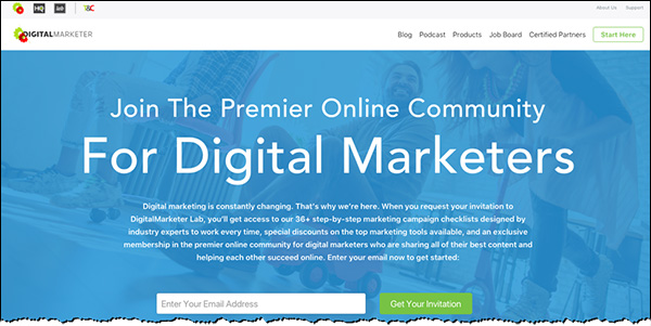 The DigitalMarketer HomePage 